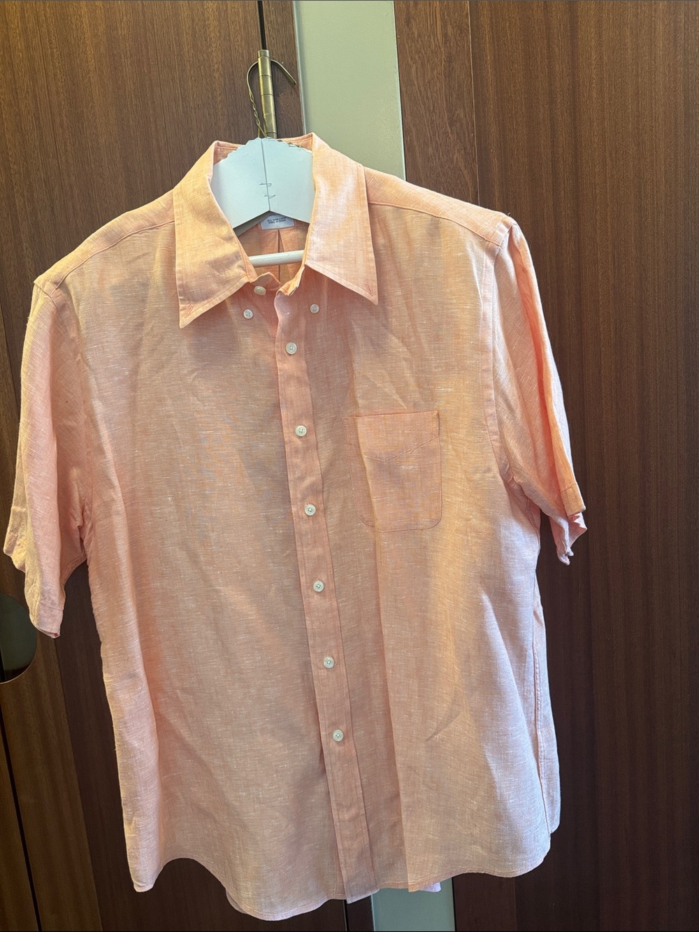 Brooks Brothers Peach Short-Sleeve Button-Down Shirt